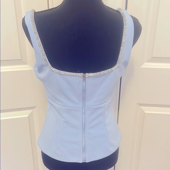 Aqua Blue Embellished Bustier Tank Top - Picture 4 of 4